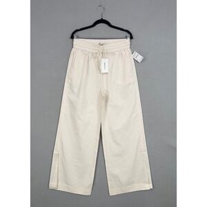 FRAME Pants Womens Medium Cream Cotton Linen Blend Wide Leg Lounge Minimalist
